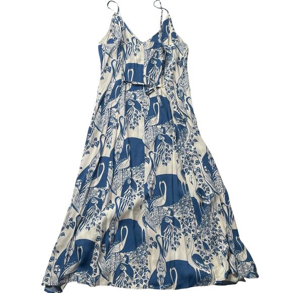 Reformation Gemstone Midi Dress Blue White Avian Floral Print Sz 12 Women's - Picture 3 of 7